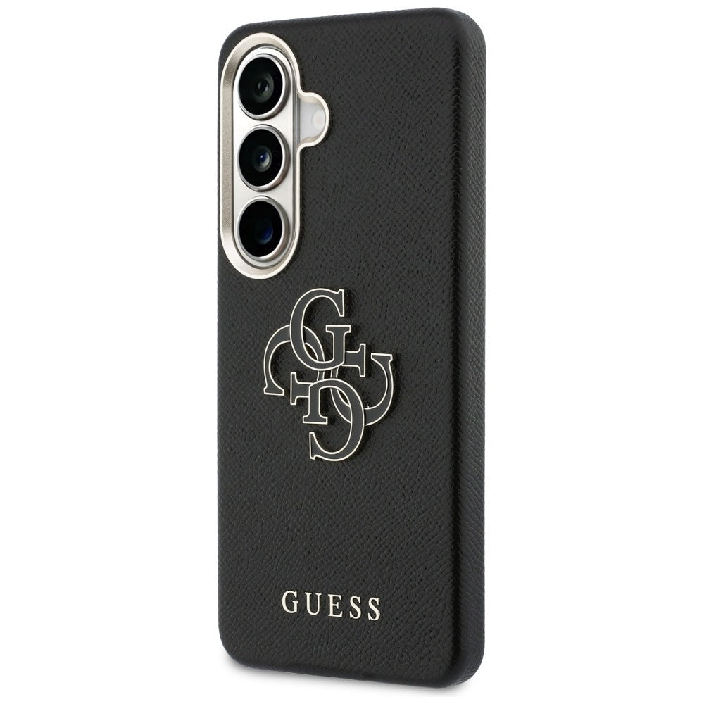 Guess Samsung Galaxy S26 Plus - Σκληρή Θήκη με Επένδυση από Οικολογικό Δέρμα - Grained Big 4G Metal Logo - Black