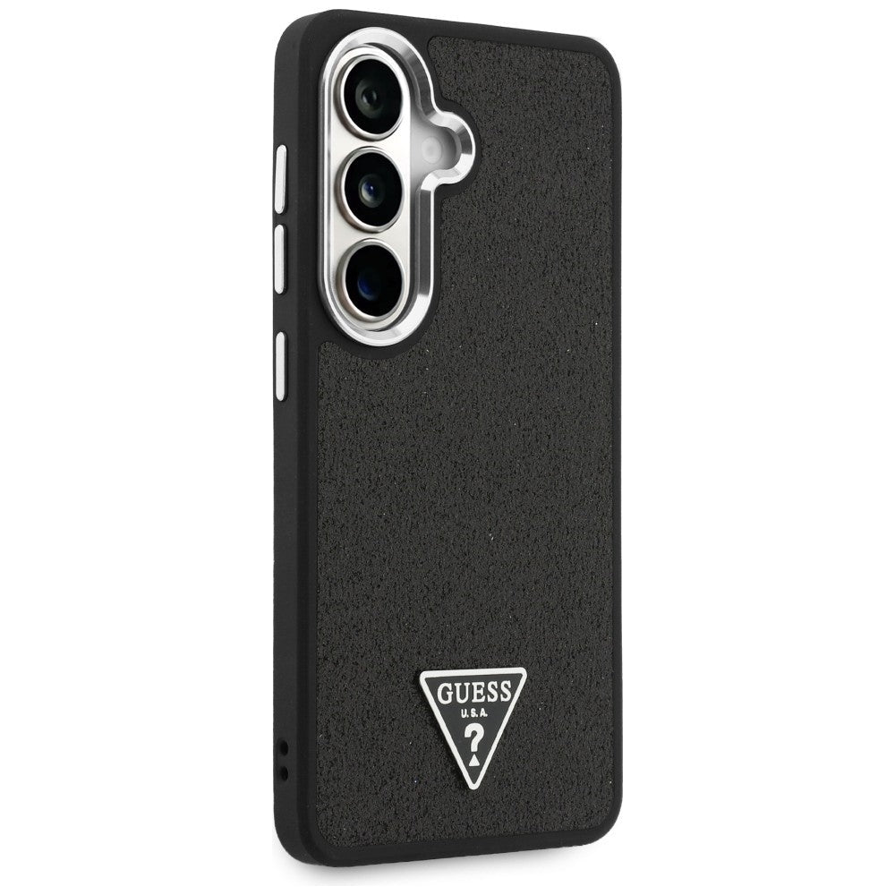 Guess Samsung Galaxy S26 Plus - Σκληρή Θήκη με Επένδυση Οικολογικού Δέρματος - Fixed Glitter Triangle MagSafe - Black