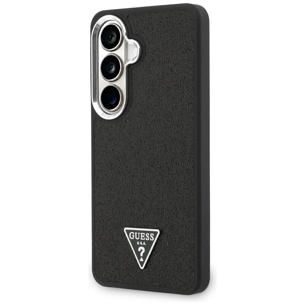 Guess Samsung Galaxy S26 Plus - Σκληρή Θήκη με Επένδυση Οικολογικού Δέρματος - Fixed Glitter Triangle MagSafe - Black