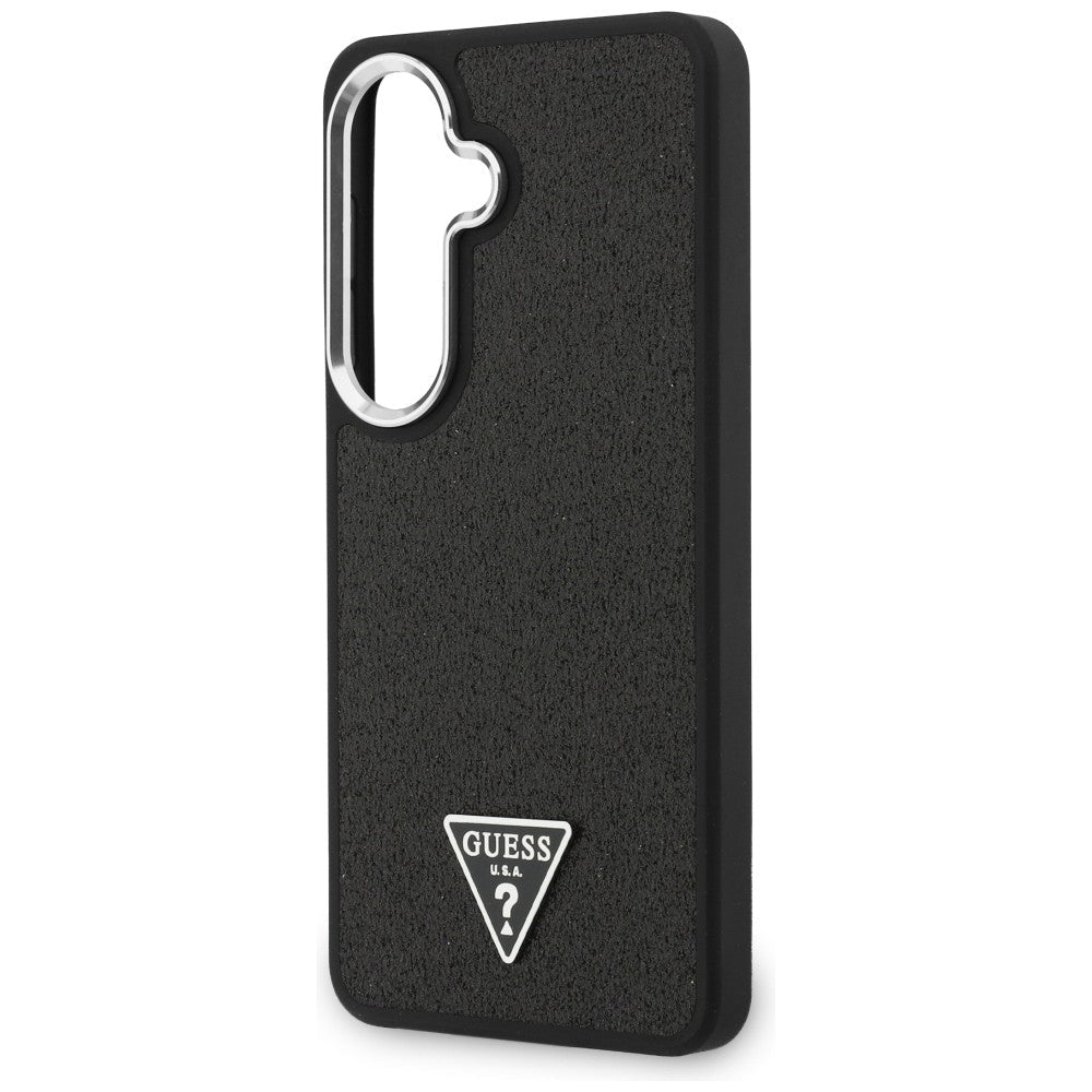 Guess Samsung Galaxy S26 Plus - Σκληρή Θήκη με Επένδυση Οικολογικού Δέρματος - Fixed Glitter Triangle MagSafe - Black