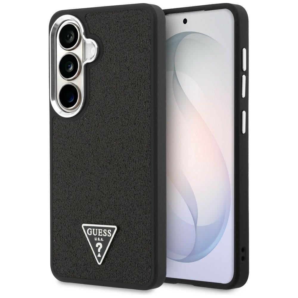 Guess Samsung Galaxy S26 Plus - Σκληρή Θήκη με Επένδυση Οικολογικού Δέρματος - Fixed Glitter Triangle MagSafe - Black