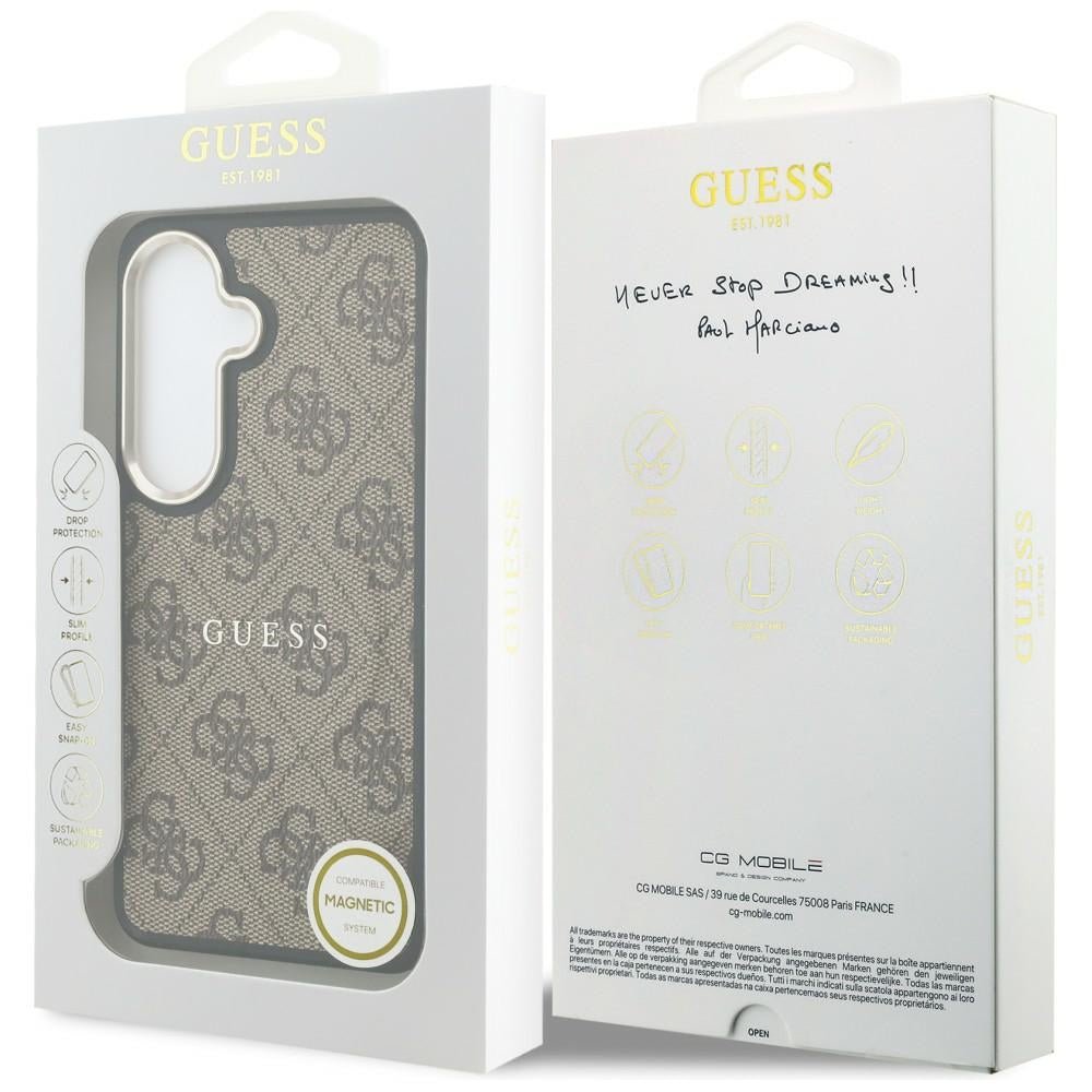 Guess Samsung Galaxy S26 Plus - Σκληρή Θήκη με Πλαίσιο Σιλικόνης και MagSafe - 4G Embossed Ring - Brown