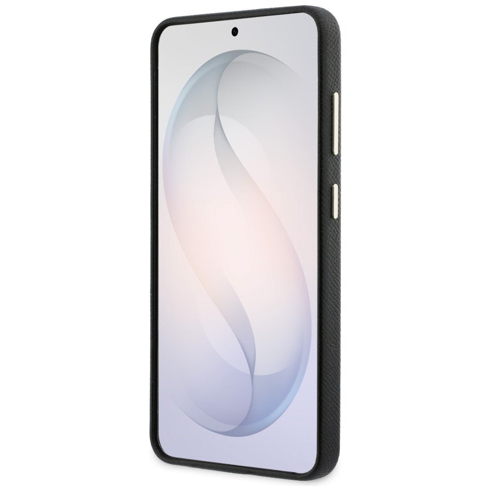 Guess Samsung Galaxy S26 - Σκληρή Θήκη με Επένδυση από Οικολογικό Δέρμα - Grained Big 4G Metal Logo - Black