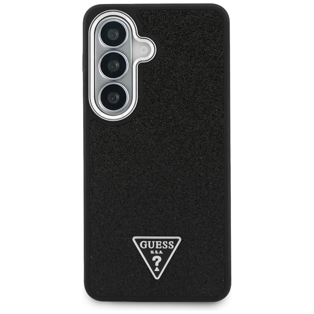Guess Samsung Galaxy S26 - Σκληρή Θήκη με Επένδυση Οικολογικού Δέρματος - Fixed Glitter Triangle MagSafe - Black