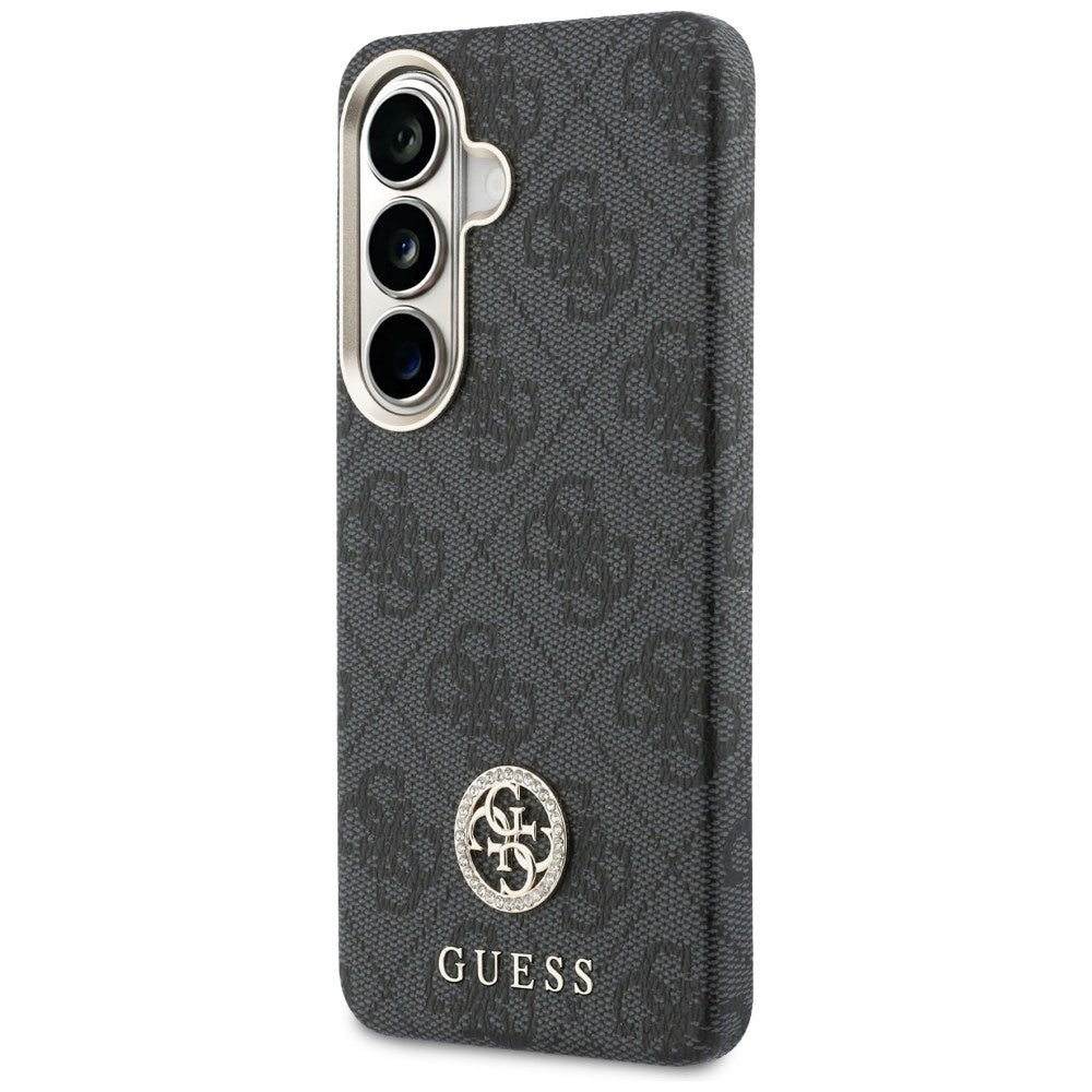 Guess Samsung Galaxy S26 - Σκληρή Θήκη με Πλαίσιο Σιλικόνης MagSafe - 4G Rhinestone Round Logo - Black