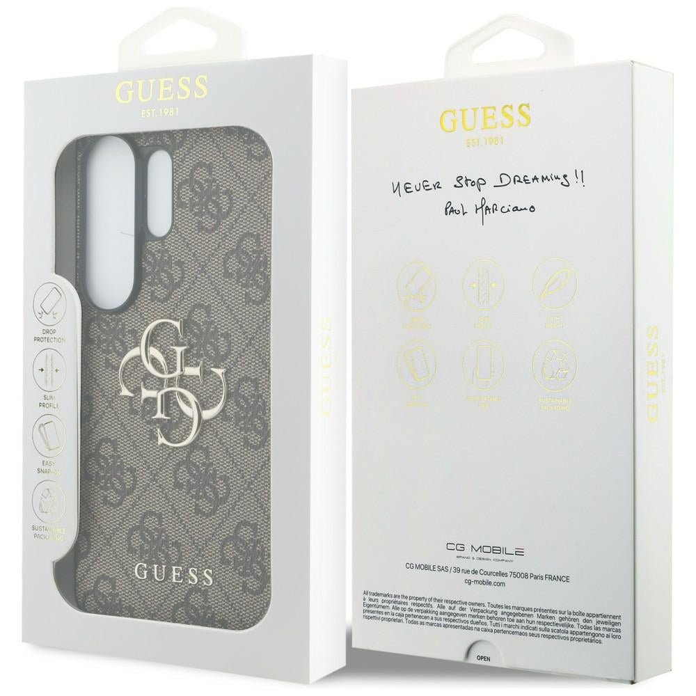 Guess Samsung Galaxy S26 Ultra - Σκληρή Θήκη με Πλαίσιο Σιλικόνης και Επένδυση Συνθετικού Δέρματος - 4G Big Metal Logo - Brown
