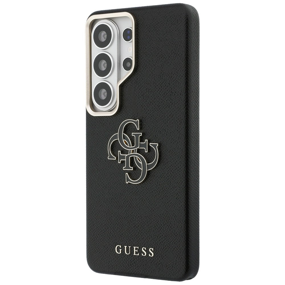 Guess Samsung Galaxy S26 Ultra - Σκληρή Θήκη με Επένδυση από Οικολογικό Δέρμα - Grained Big 4G Metal Logo - Black