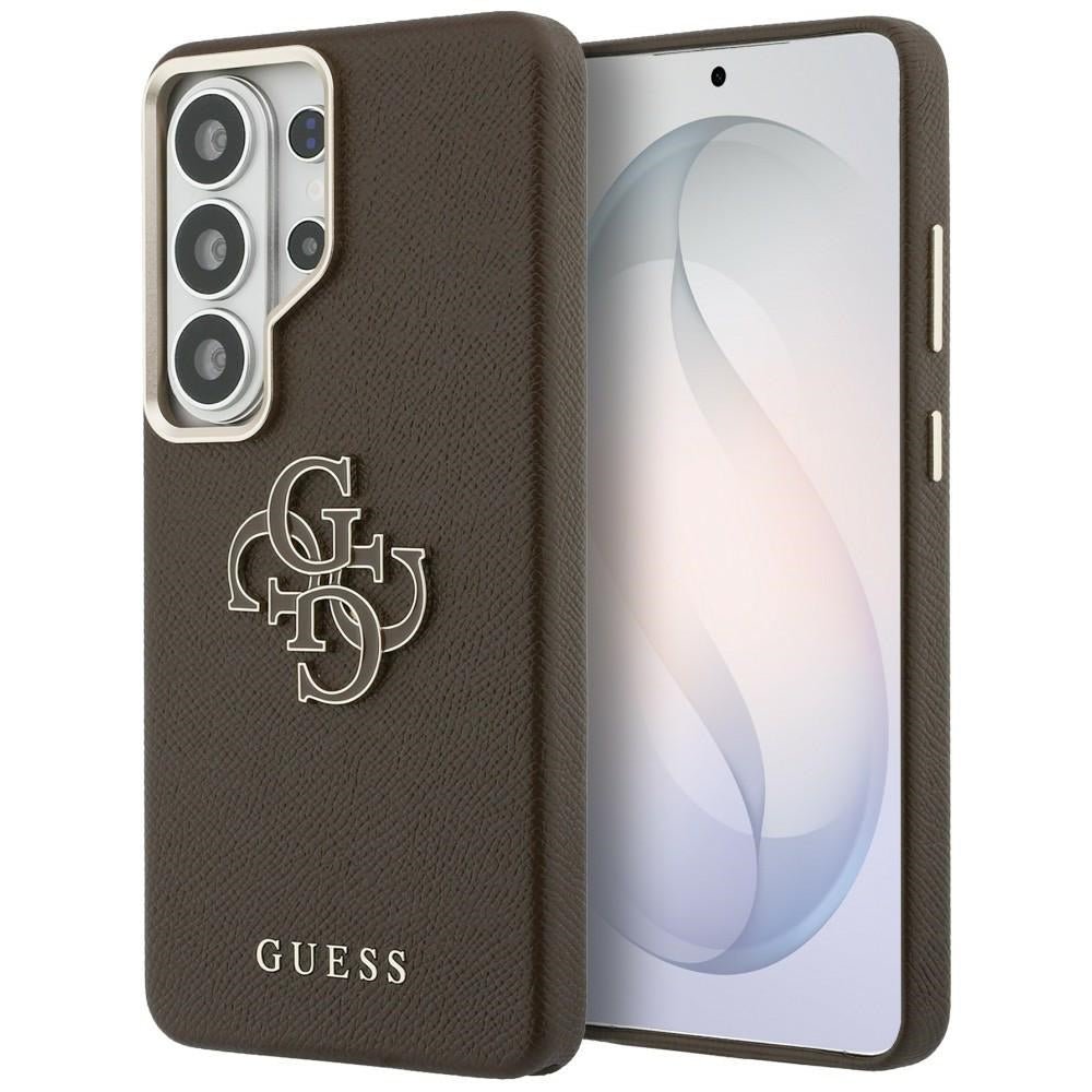 Guess Samsung Galaxy S26 Ultra - Σκληρή Θήκη με Επένδυση από Οικολογικό Δέρμα - Grained Big 4G Metal Logo - Brown