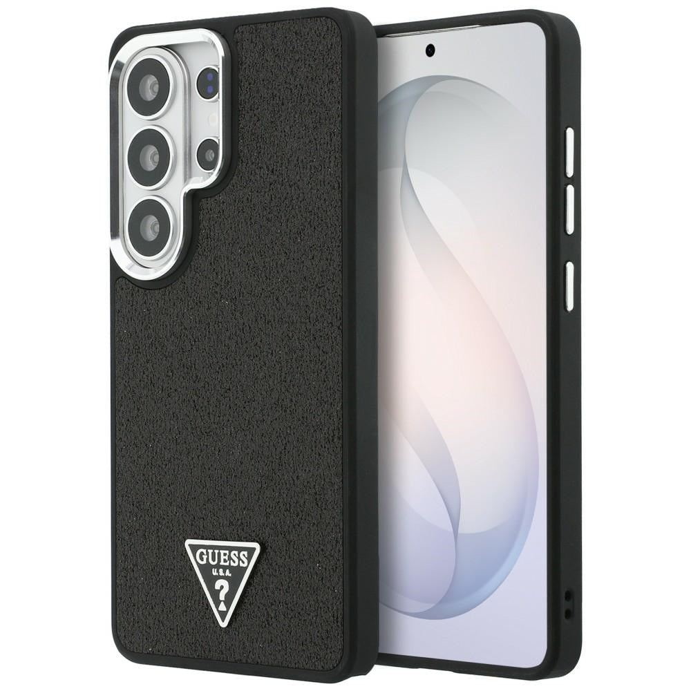 Guess Samsung Galaxy S26 Ultra - Σκληρή Θήκη με Επένδυση Οικολογικού Δέρματος - Fixed Glitter Triangle MagSafe - Black