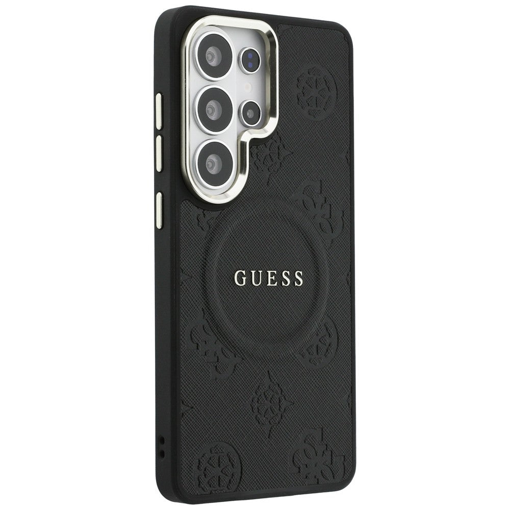 Guess Samsung Galaxy S26 Ultra - Σκληρή Θήκη με Επένδυση Οικολογικού Δέρματος - Saffiano Peony Embossed Ring MagSafe - Black