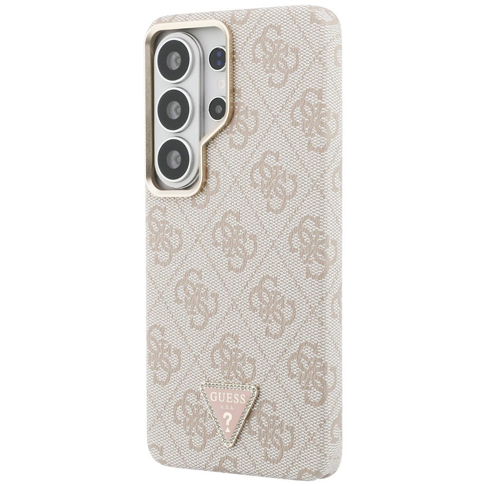 Guess Samsung Galaxy S26 Ultra - Σκληρή Θήκη με Επένδυση Συνθετικού Δέρματος - 4G Triangle Logo MagSafe - Pink
