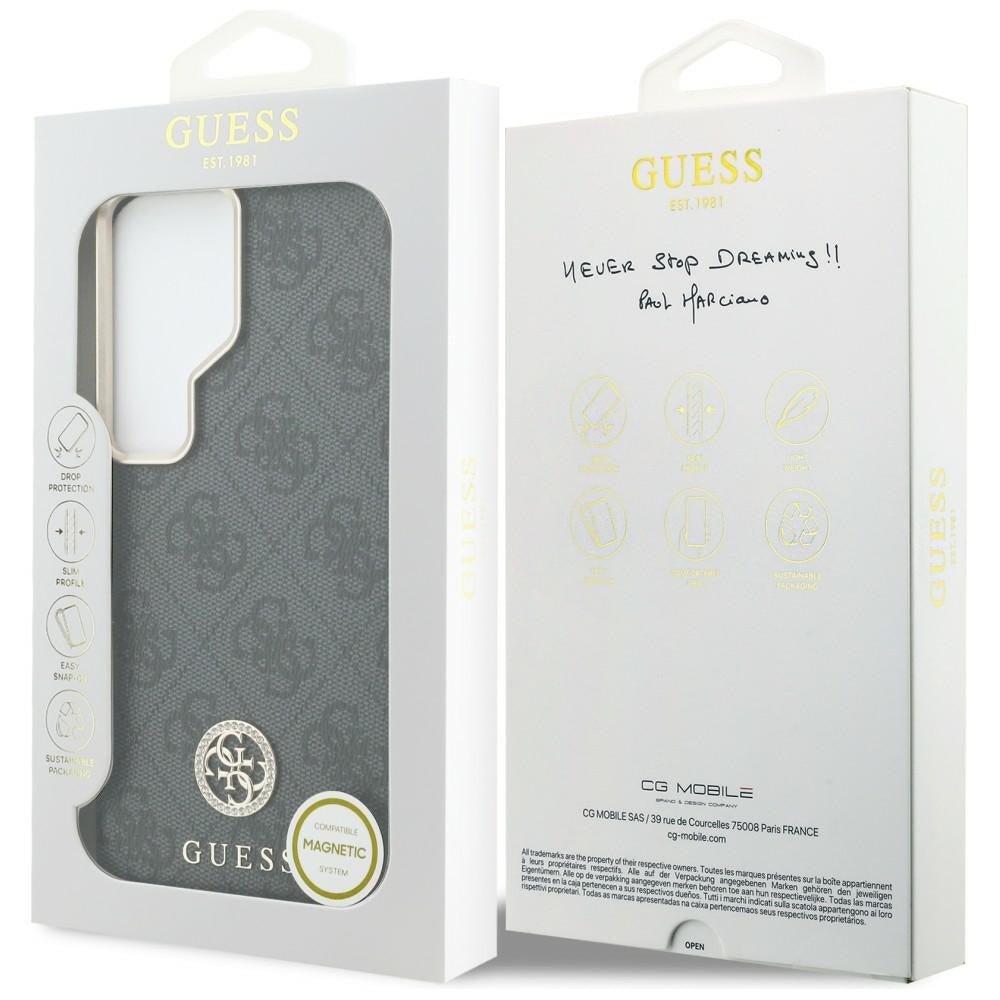 Guess Samsung Galaxy S26 Ultra - Σκληρή Θήκη με Πλαίσιο Σιλικόνης - Rhinestone Round Logo MagSafe - Black