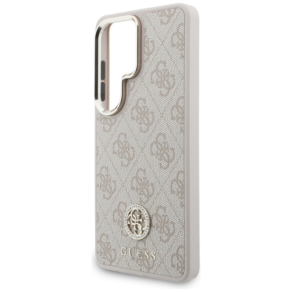 Guess Samsung Galaxy S26 Ultra - Θήκη με Επένδυση Συνθετικού Δέρματος και Λουράκι - 4G Big Rhinestone Triangle Strap MagSafe - Pink
