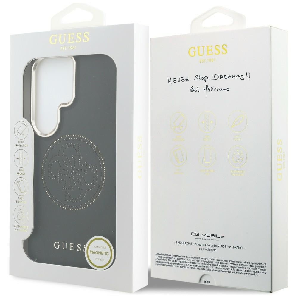 Guess Samsung Galaxy S26 Ultra - Θήκη με Επένδυση Συνθετικού Δέρματος MagSafe - Perforated Logo - Black