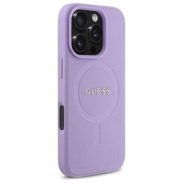 Guess iPhone 16 Pro - Saffiano MagSafe - Σκληρή Θήκη με Πλαίσιο Σιλικόνης - Purple - GUHMP16LPSAHMCU