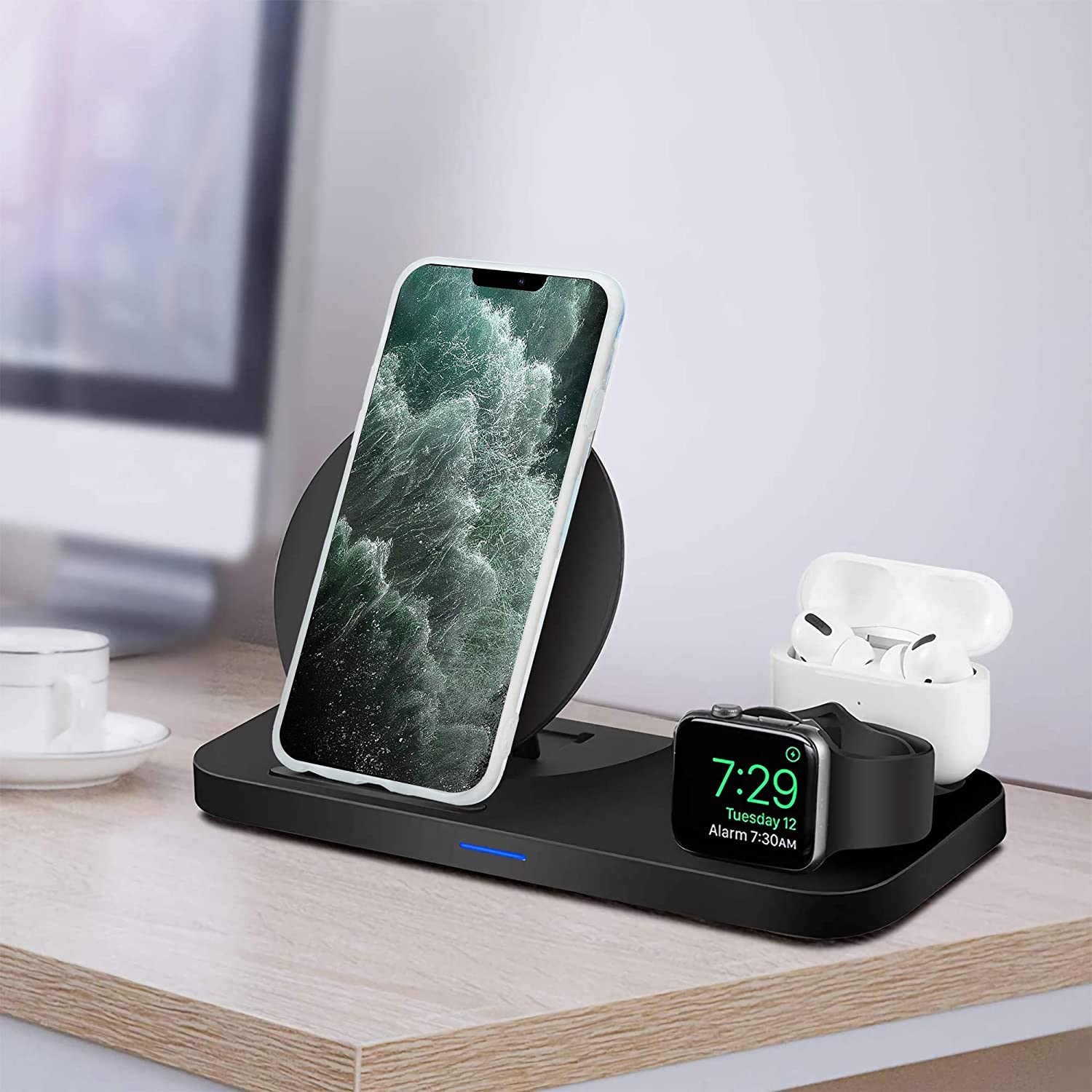 Cadorabo iPhone 12 Pro Max Θήκη Σιλικόνης TPU - Design Marble No.2 Mosaic Pattern - Blue / White / Grey