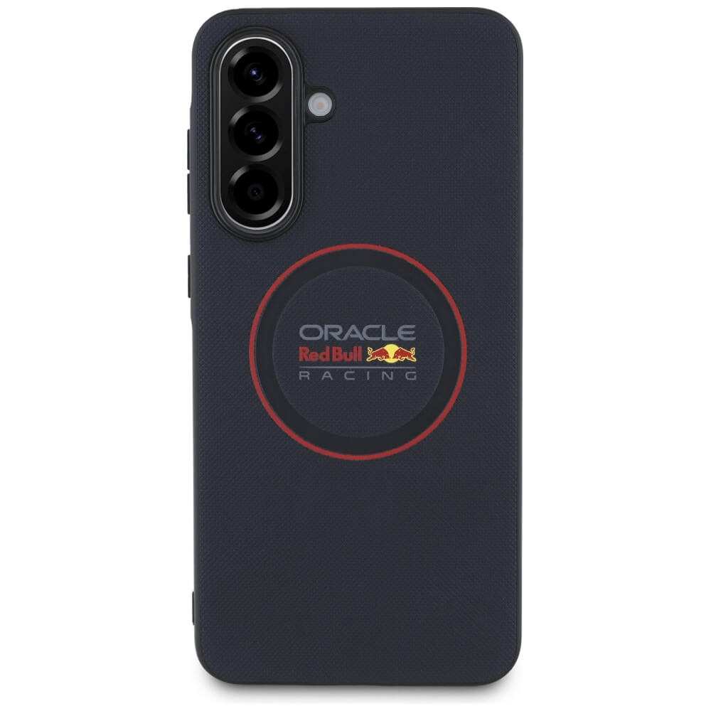 Red Bull Samsung Galaxy A36 5G - Meshed Red Ring - Σκληρή Θήκη με Επένδυση Συνθετικού Δέρματος και Πλαίσιο Σιλικόνης - Navy Blue - RBHCSA3624PUILVR