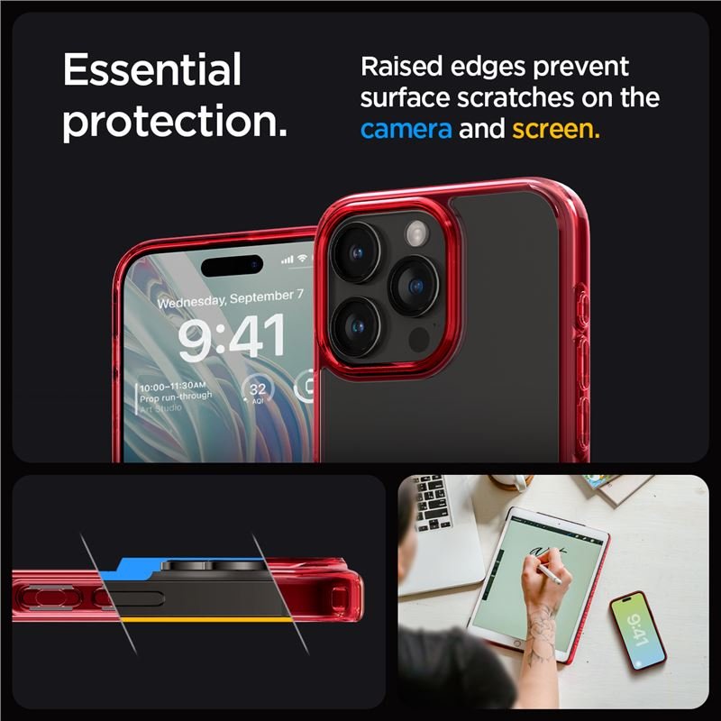 Spigen iPhone 15 Pro Max Ultra Hybrid Σκληρή Θήκη με Πλαίσιο Σιλικόνης - Deep Red