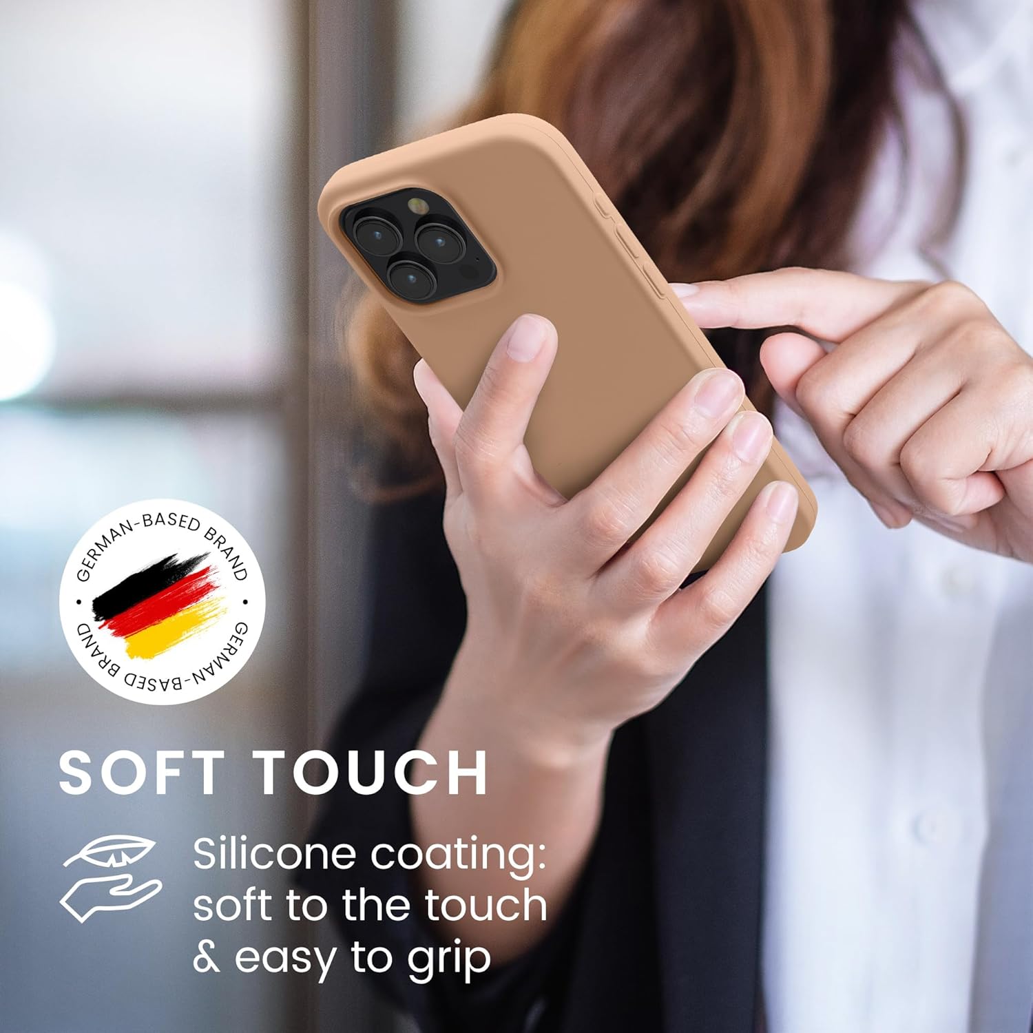 KW iPhone 15 Pro Max Θήκη Σιλικόνης Rubberized TPU - Cappuccino