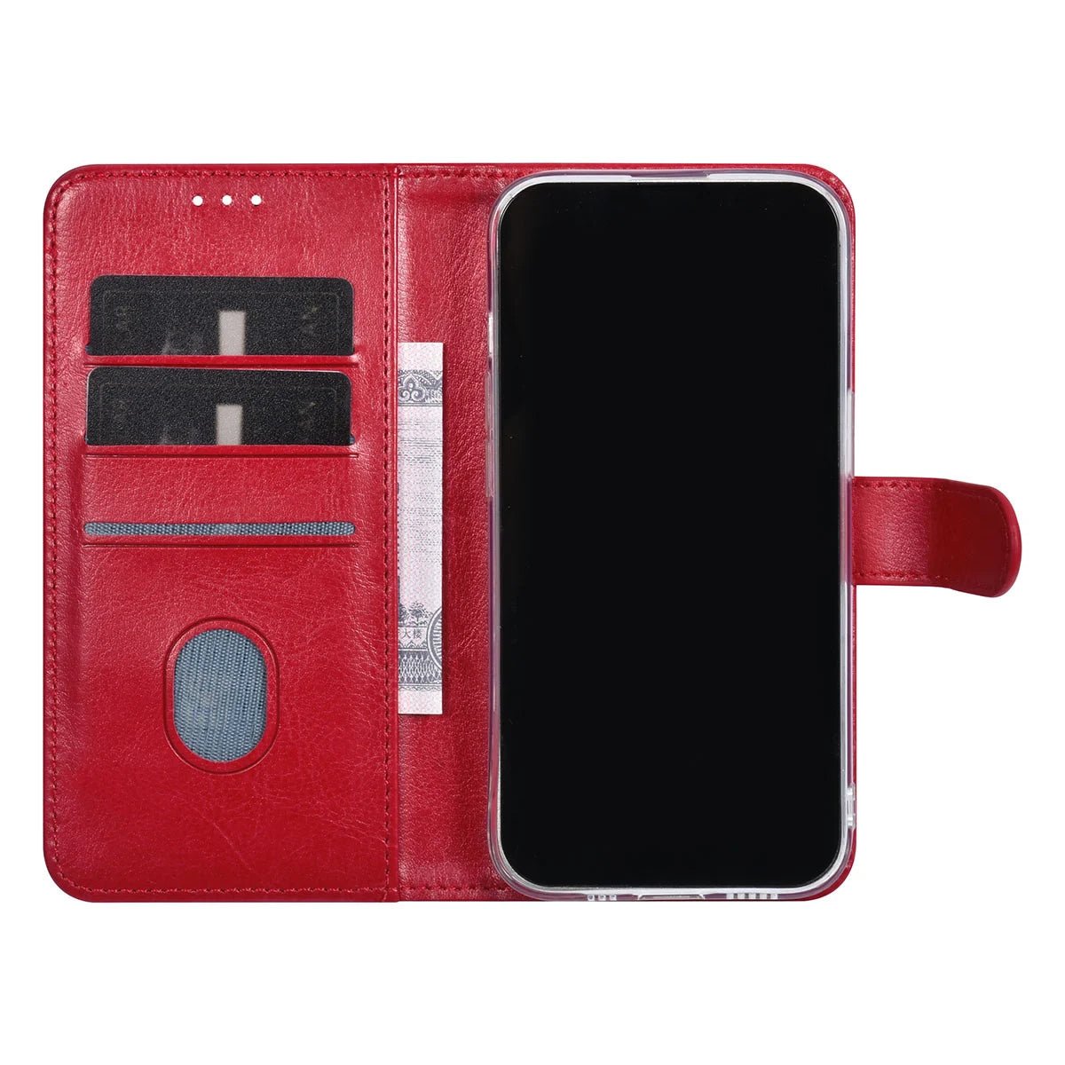 Tuniq iPhone 15 Pro - Θήκη Πορτοφόλι Stand από Δερματίνη - Κόκκινη
