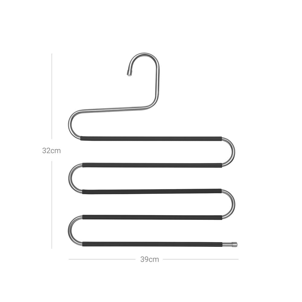 Songmics Σετ με 4 Κρεμάστρες Παντελονιών 5 Θέσεων - Silver / Black - CRI043BK