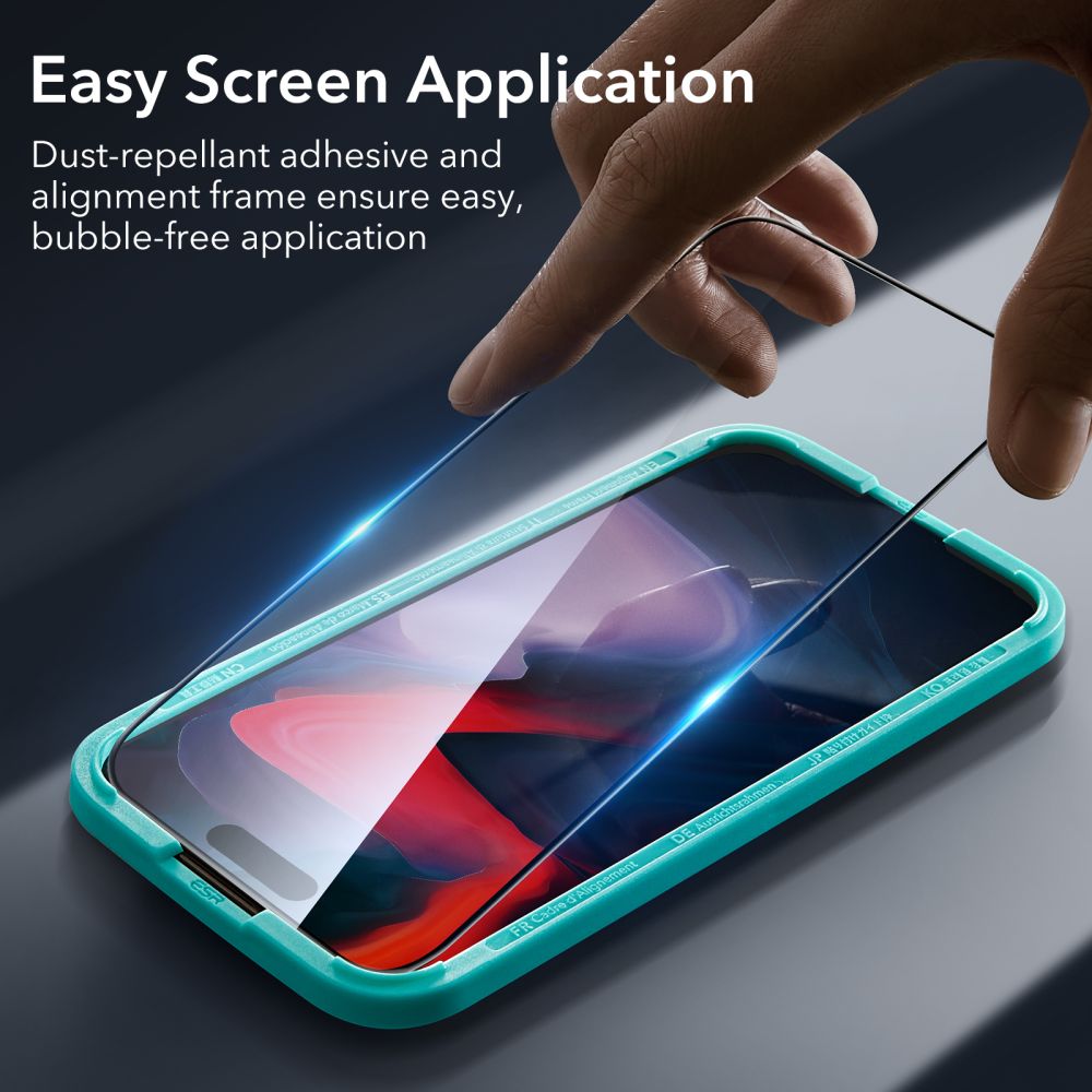 ESR iPhone 15 Pro Full Screen Tempered Glass 9H Αντιχαρακτικό Γυαλί Οθόνης - 2 Τεμα΄χια - Black