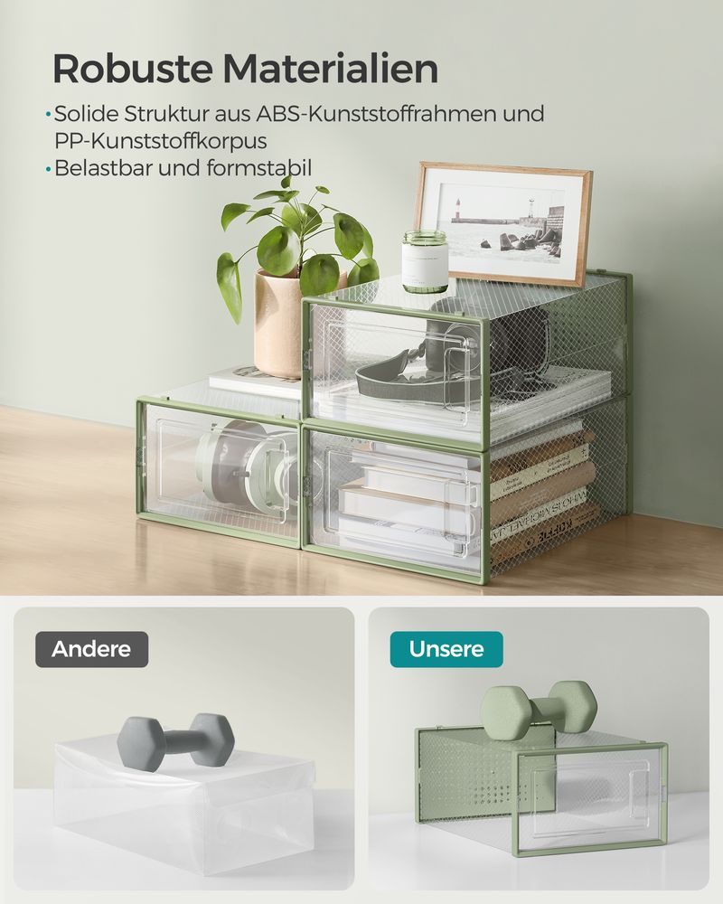 Songmics Σετ με 18 Κουτιά Αποθήκευσης Υποδημάτων - Laurel Green / Διάφανα - LSP18SG30