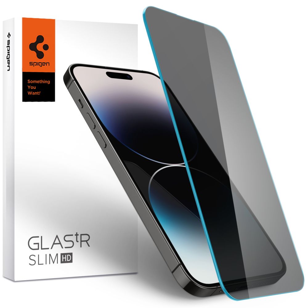 Spigen iPhone 14 Pro GLAS.tR Slim Privacy HD 2.5D Αντιχαρακτικό Γυαλί Οθόνης 9H - Clear / Black - AGL05223