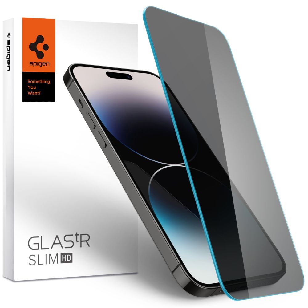 Spigen iPhone 14 Pro GLAS.tR Slim Privacy HD 2.5D Αντιχαρακτικό Γυαλί Οθόνης 9H - Clear / Black - AGL05223