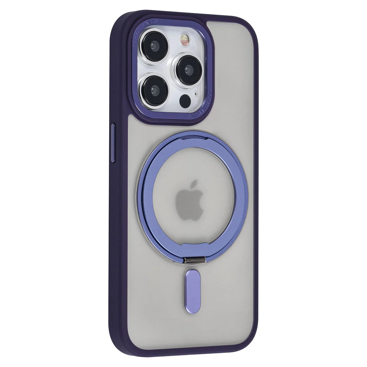 Tuniq iPhone 15 Pro - Σκληρή MagSafe Θήκη με Περιστρεφόμενο Δαχτυλίδι Συγκράτησης - Ημιδιαφανή / Μοβ