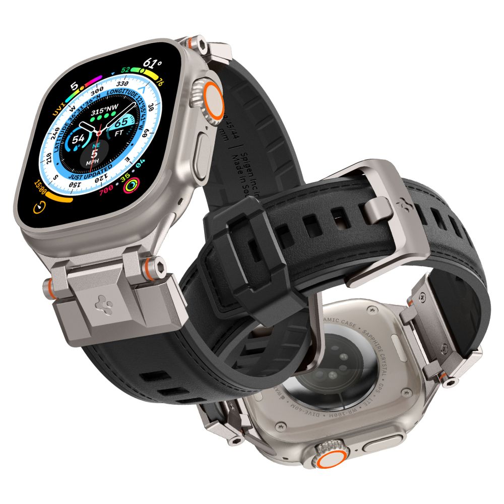 Spigen Λουράκι Apple Watch 4/5/6/7/8/9/10/11 - SE (1/2/3) - ULTRA (1/2/3) - 44/45/46/49mm DuraPro Armor PU - Black