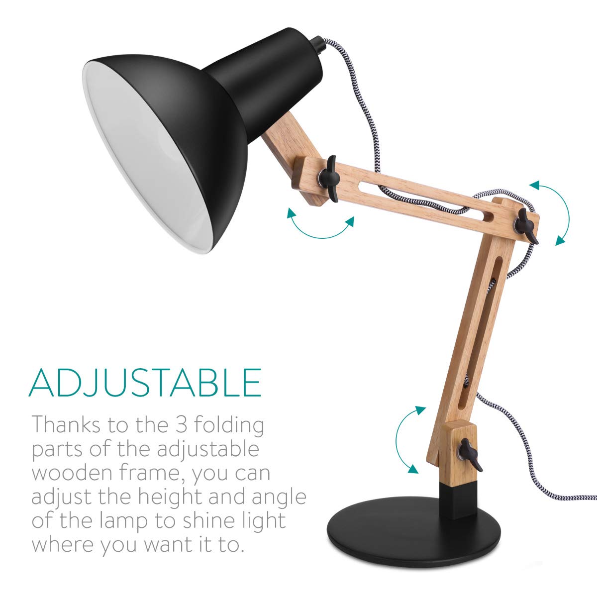 Navaris Wooden Desk Lamp Επιτραπέζιο Φωτιστικό από Ξύλο - Brown / Black - 49125.01