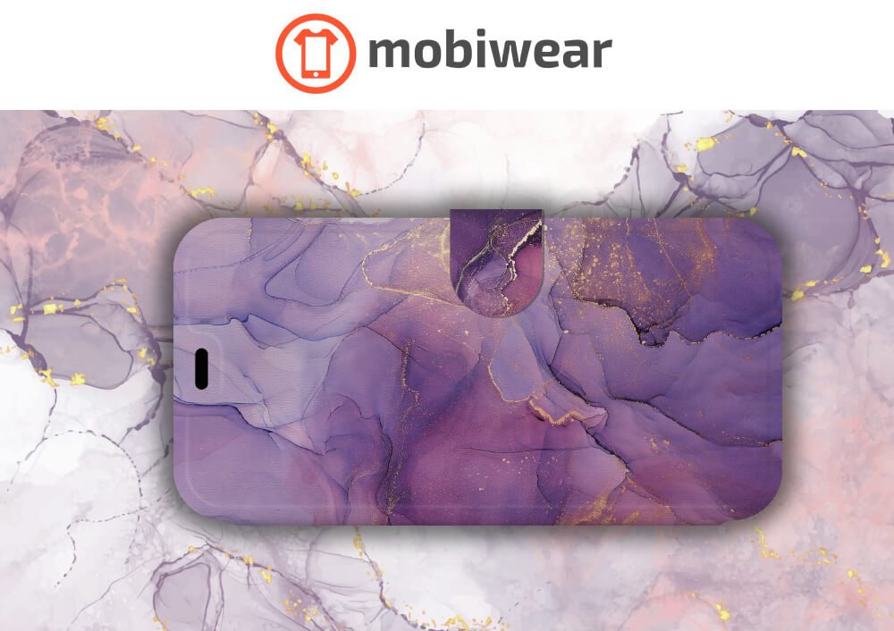 Mobiwear iPhone 13 Pro Θήκη Βιβλίο Slim Flip - Design Purple Marble - VP20S