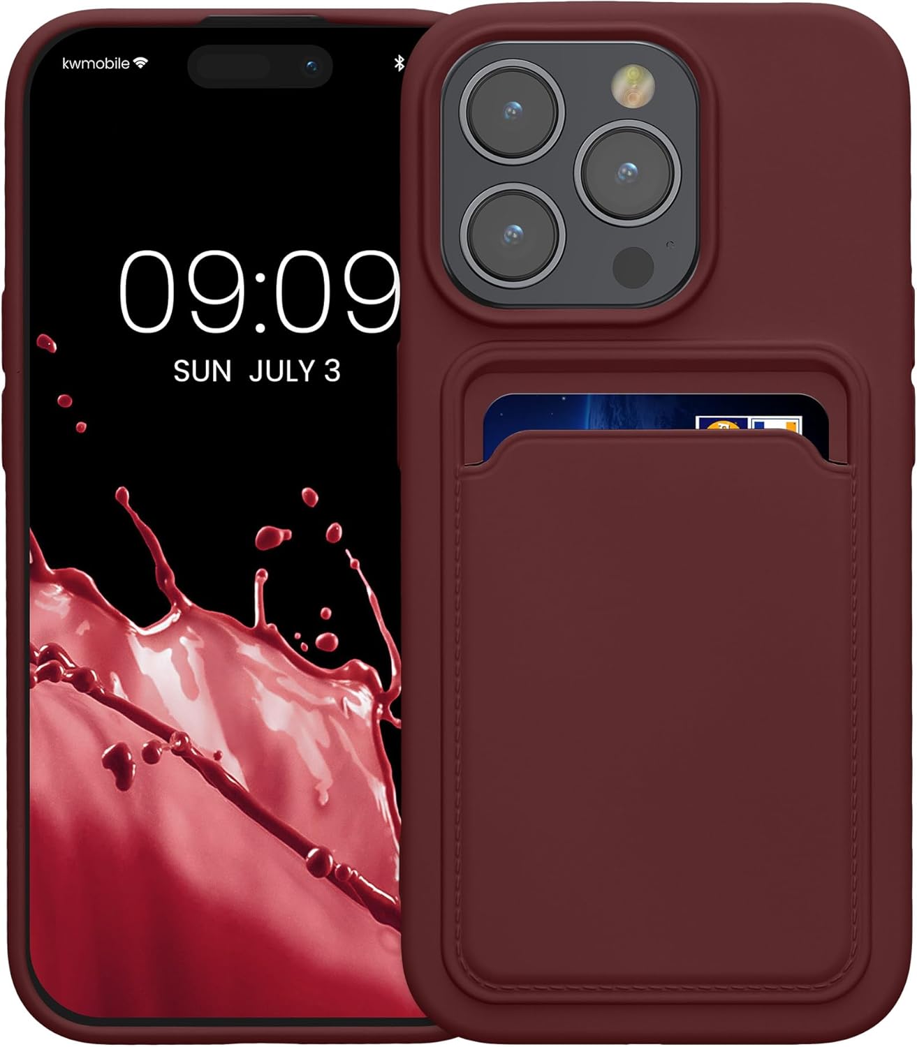 KW iPhone 15 Pro Θήκη Σιλικόνης TPU με Υποδοχή για Κάρτα - Tawny Red