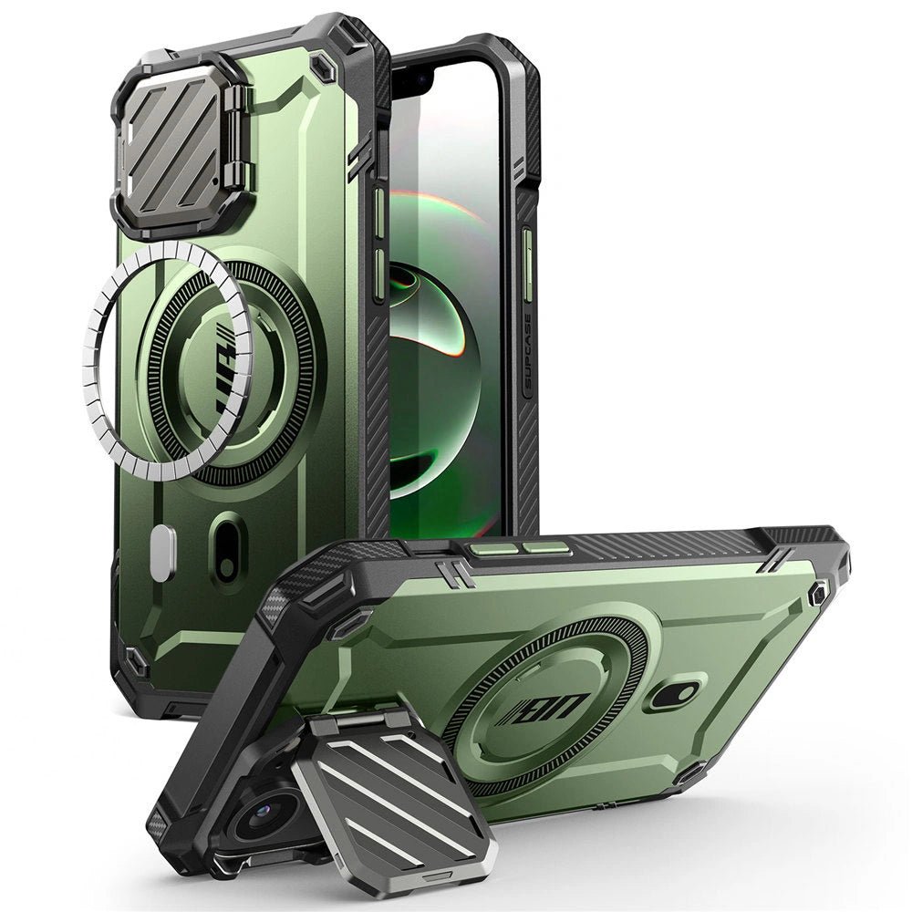 Supcase iPhone 16e UB XT Mag Σκληρή Θήκη με Ανοιγόμενο Κάλυμμα Κάμερας / Stand και Magsafe - Green