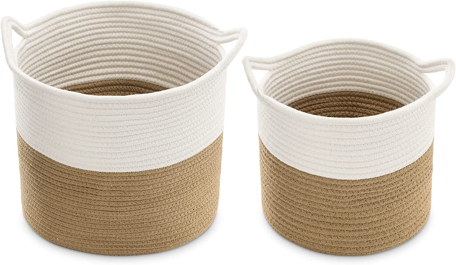 Navaris Σετ με 2 Βαμβακερά Καλάθια Αποθήκευσης - Brown / White - 57354.01