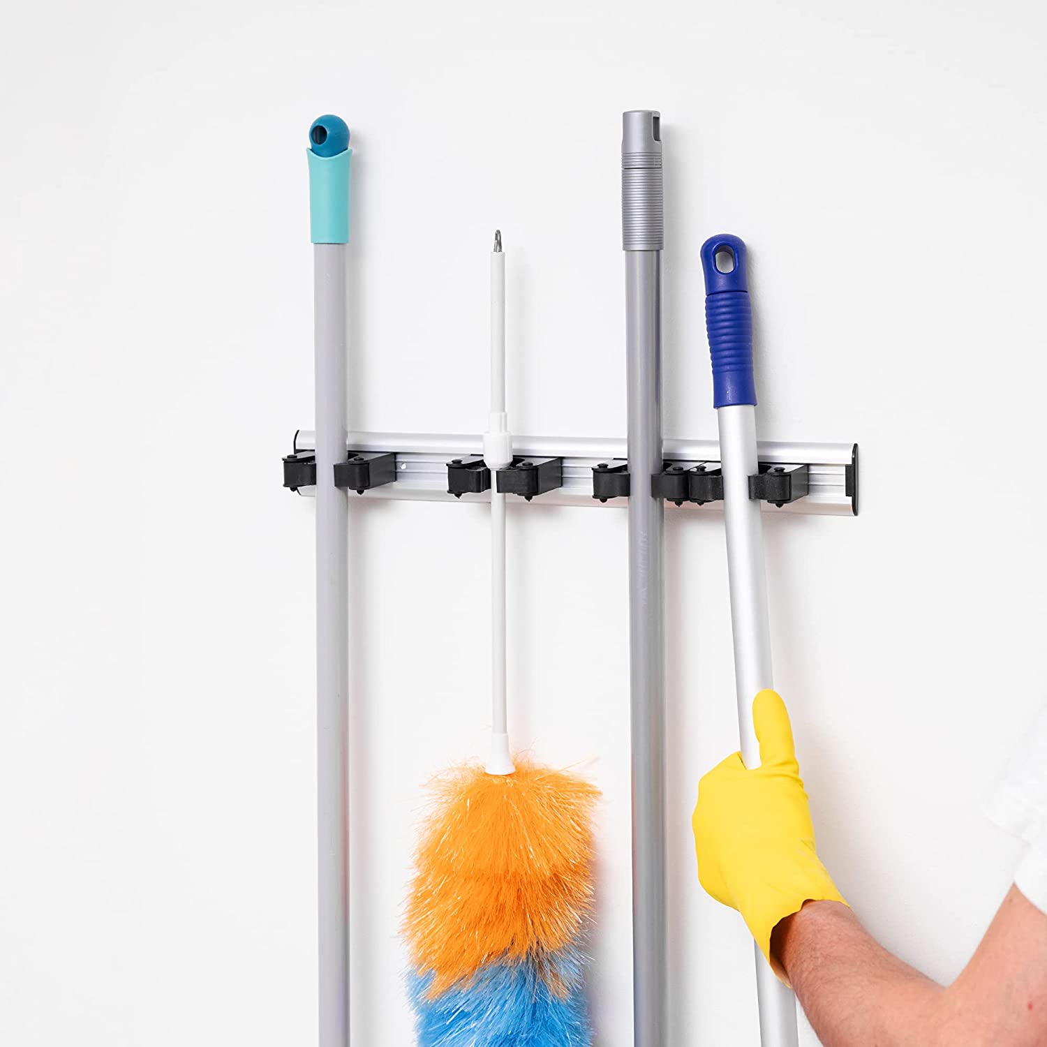 Navaris Βάση Τοίχου από Αλουμίνιο για Σκουπόξυλα και Εργαλεία Κήπου - Silver - 53905.01