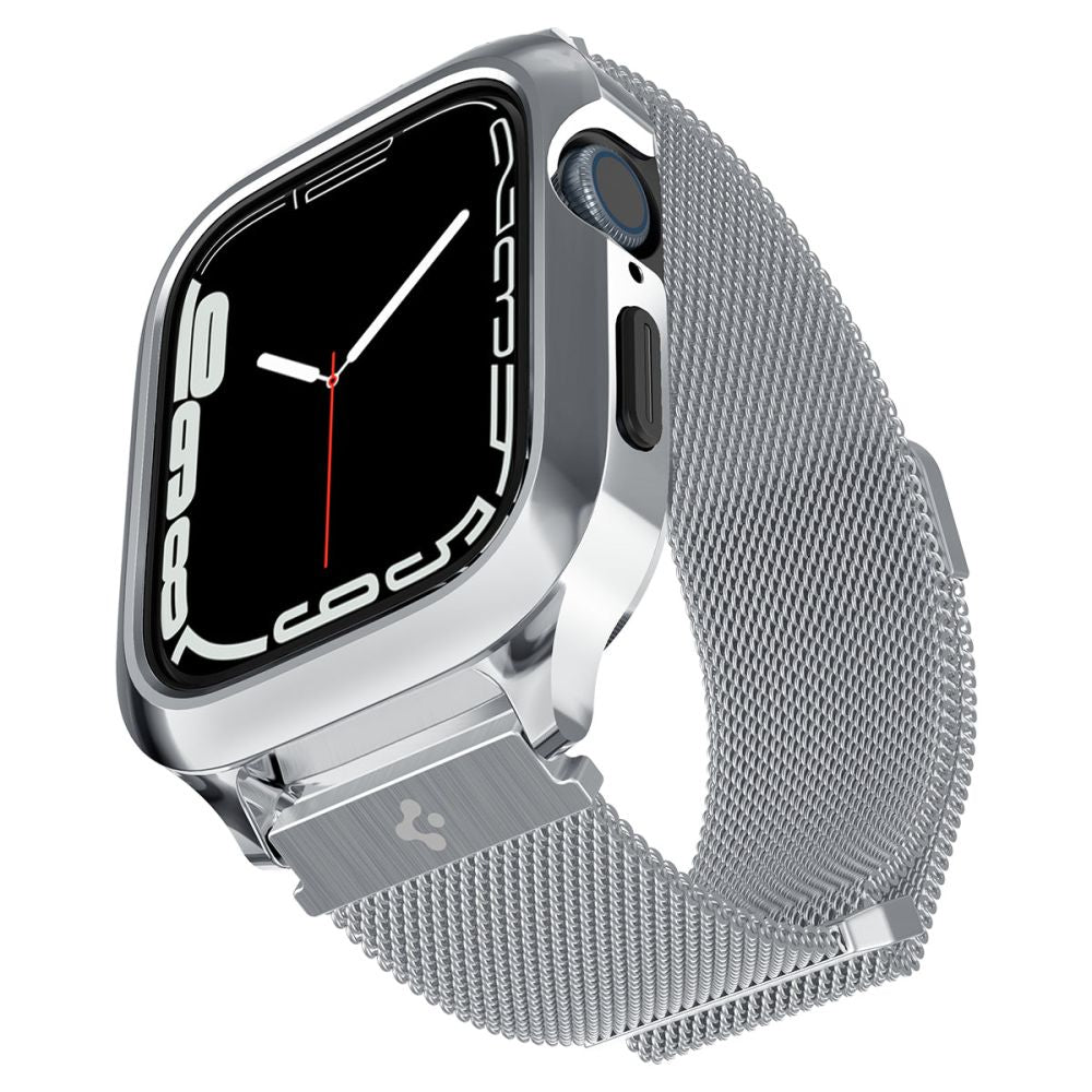 Spigen Λουράκι Apple Watch 7 / 8 / 9 - 45 mm Metal Fit Prowith Protective Case με Θήκη Προστασίας - Silver