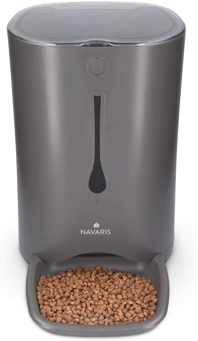 Navaris Automatic Pet Food Dispenser - Αυτόματη Ταΐστρα Φαγητού με Χρονοδιακόπτη για Κατοικίδιο - 6L - Black - 44769.03