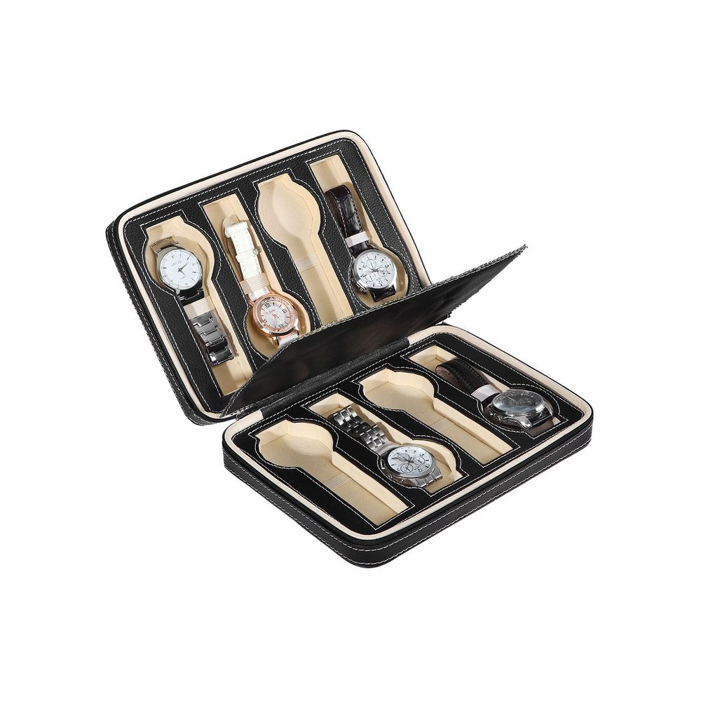 Songmics Κασετίνα Αποθήκευσης για 8 Ρολόγια με Φερμουάρ - Black- JWB50B