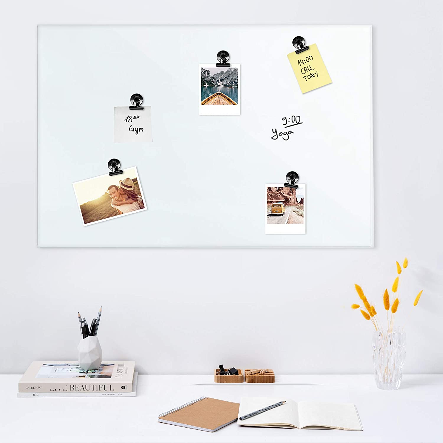 Navaris Μαγνητάκια για το Ψυγείο και για Πίνακα με Κλιπ - Σετ 15 τεμαχίων - Black - 48475.01.15