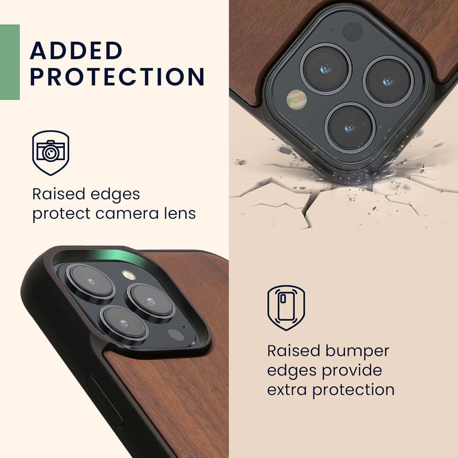 KW iPhone 16 Pro Max Θήκη από Φυσικό Ξύλο Design Navigational Compass - Dark Brown