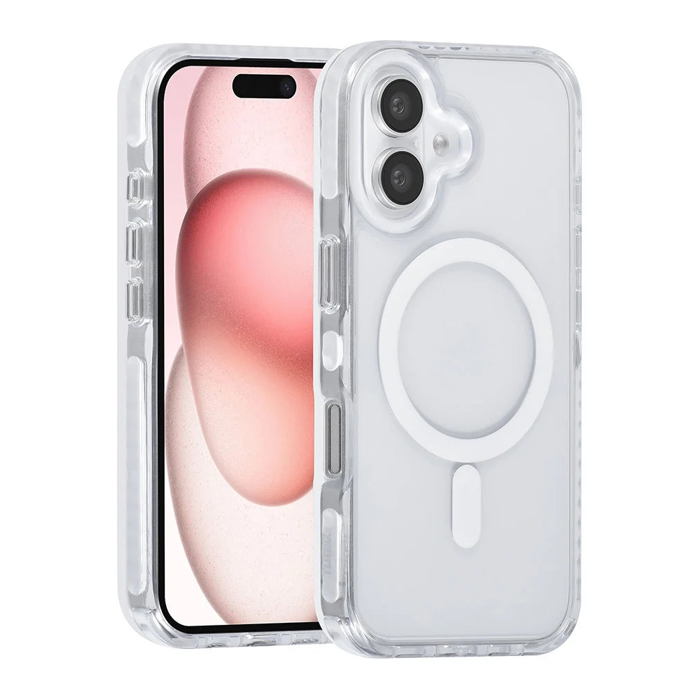 Tuniq iPhone 16 - MagSafe Σκληρή Θήκη με Πλαίσιο Σιλικόνης και Λουράκι - Διάφανη / White