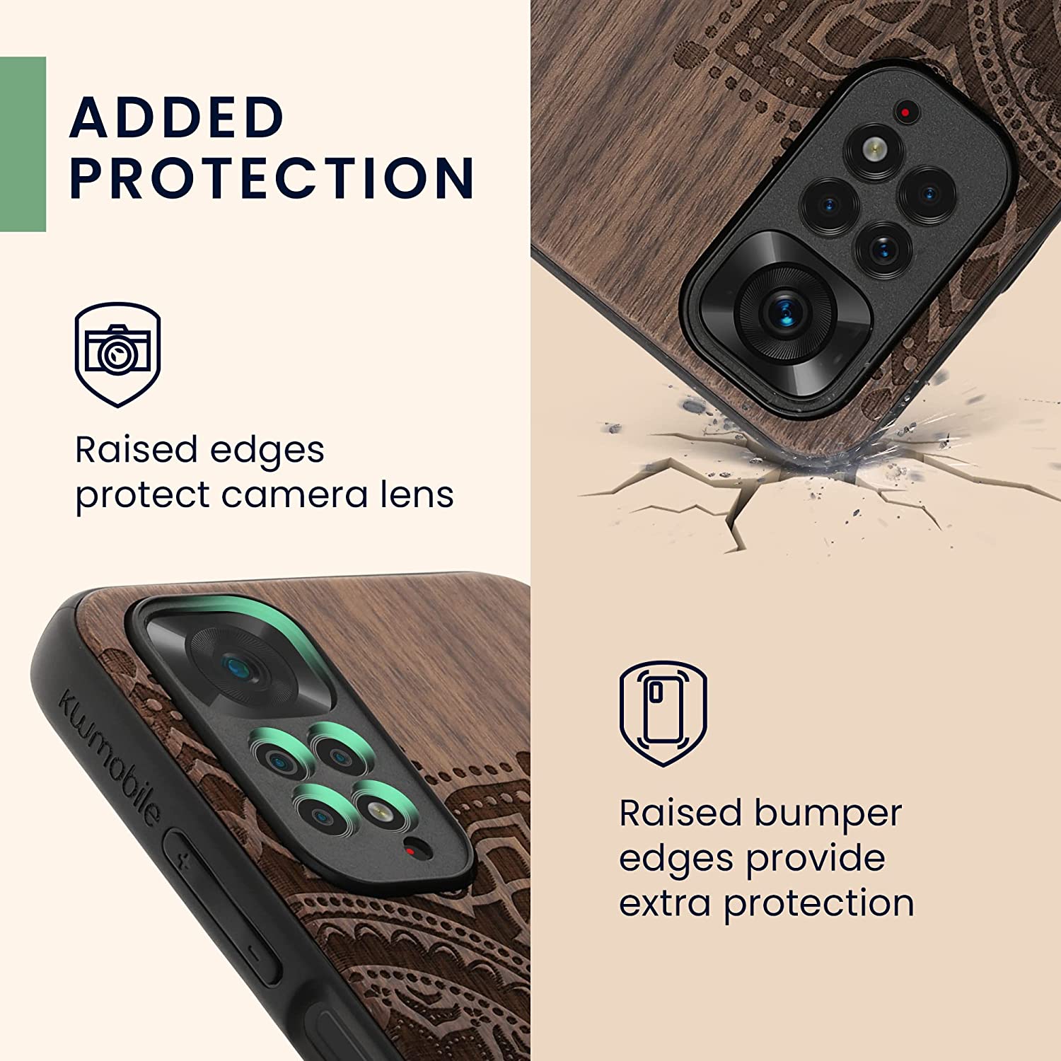 KW Xiaomi Redmi Note 11 / Redmi Note 11S Θήκη από Φυσικό Ξύλο - Design Rising Sun - Dark Brown - 57386.03