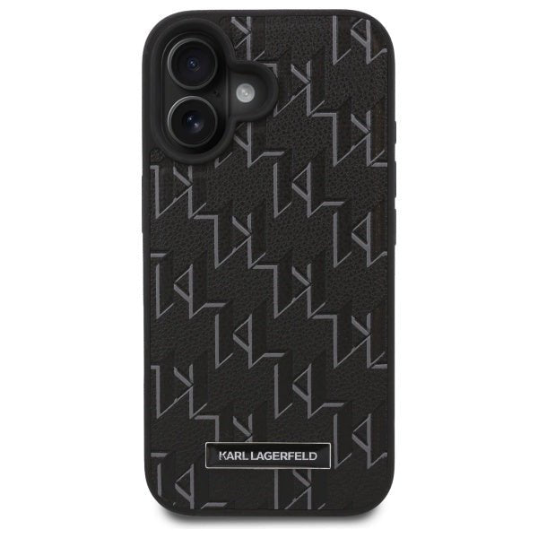 Karl Lagerfeld iPhone 16 Plus - Hot Stamp MagSafe Σκληρή Θήκη με Επένδυση Συνθετικού Δέρματος - Black - KLHMP16MPKHPORPK