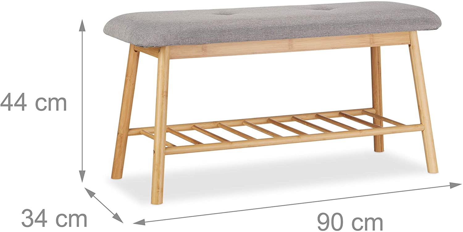 Relaxdays Πάγκος Παπουτσιών από Μπαμπού για 4 Ζευγάρια Παπουτσιών - Grey / Natural - 4052025223403