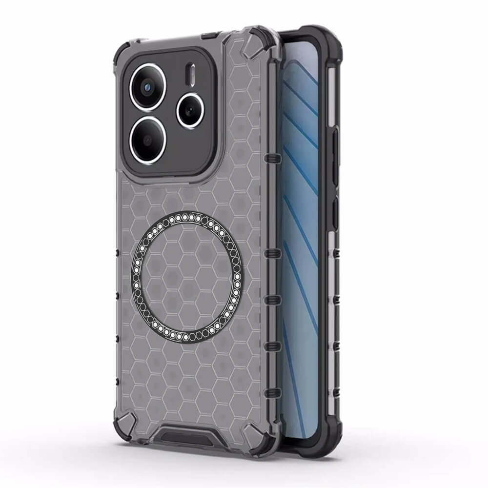 Techsuit Xiaomi Redmi Note 14 5G Honeycomb Shield MagSafe Σκληρή Θήκη με Πλαίσιο Σιλικόνης - Black