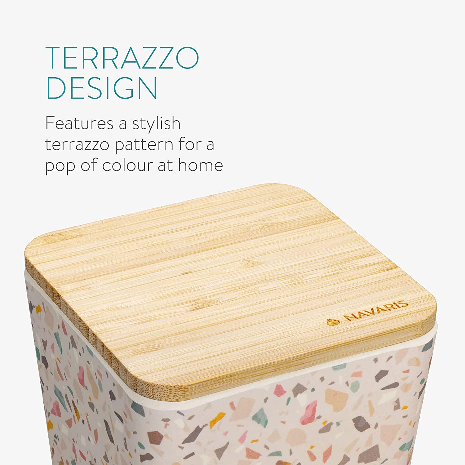 Navaris Σετ με 3 Κουτιά Αποθήκευσης με Καπάκι από Μπαμπού - Beige - 54250.01