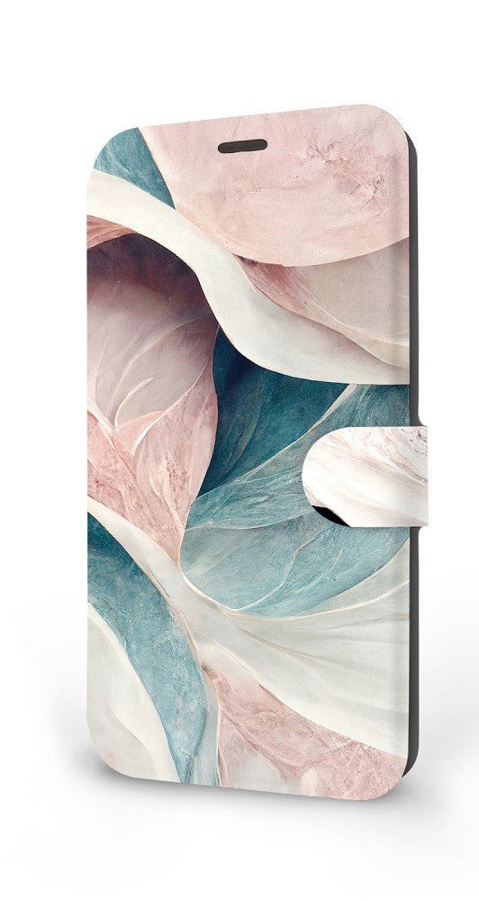 Mobiwear iPhone 13 Pro Θήκη Βιβλίο Slim Flip - Design Pink and Greenish Marble - VP33S