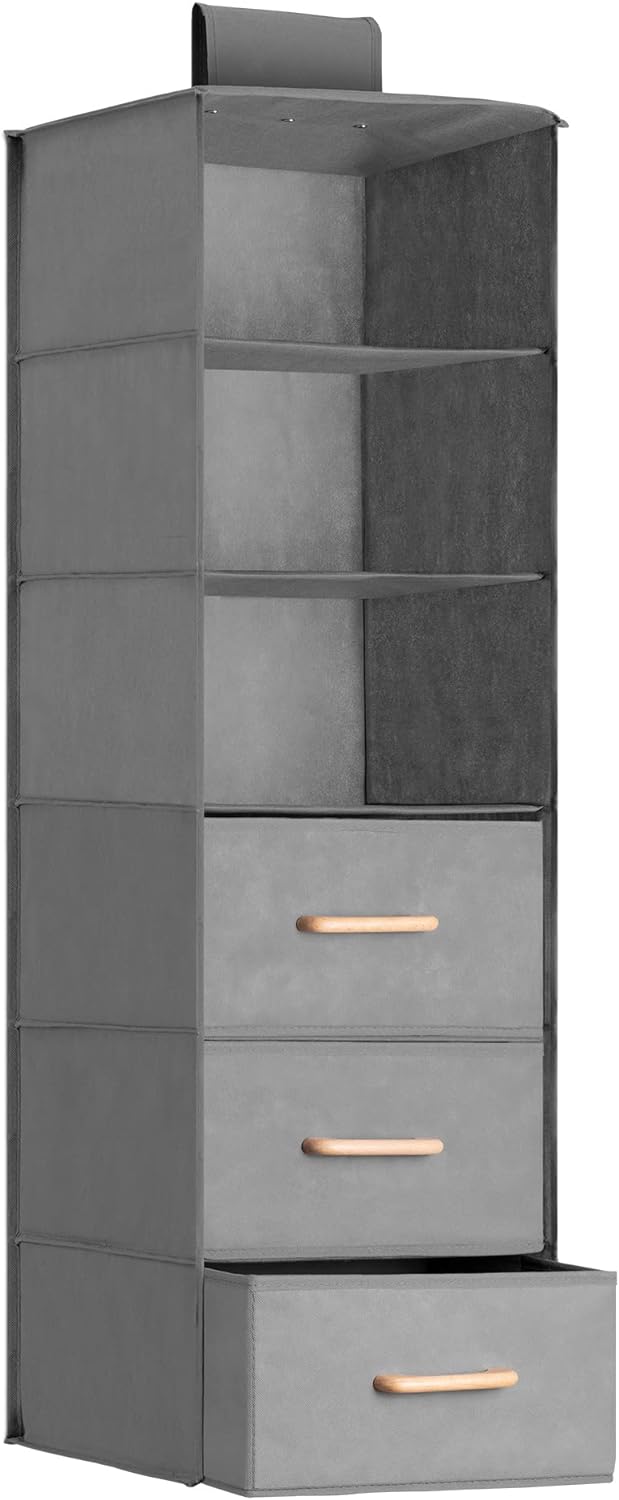 Navaris Κρεμάστρα Αποθήκευσης με 3 Ράφια και 3 Συρτάρια - Grey - 61665.01